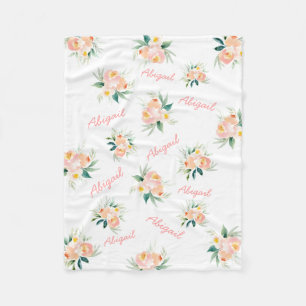 Personlig Blommigt Flicka Namn Fleece Blanket