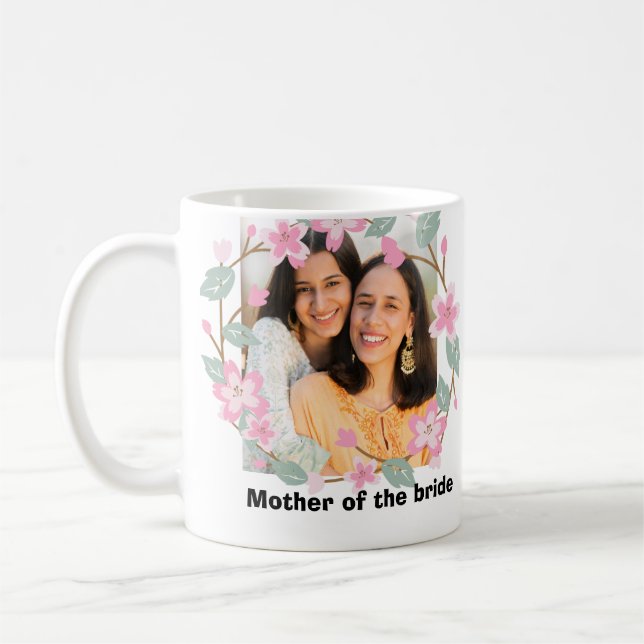 Personlig blommigt foto brides mor cof kaffemugg (Vänster)