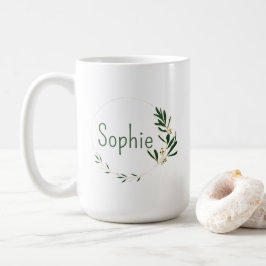 Personlig blommigt, fransk kaffete mugg