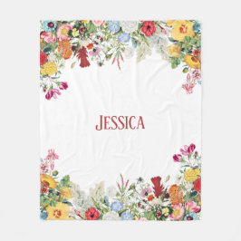 Personlig Blommigt Garden Colorful Flowers Fleecefilt