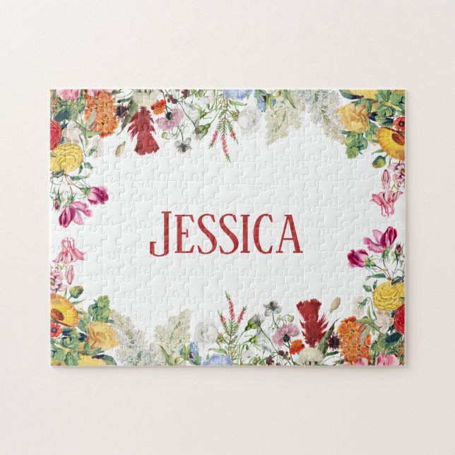 Personlig Blommigt Garden Colorful Flowers Pussel (Horisontell)