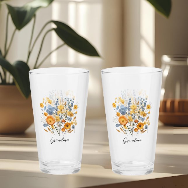 Personlig Blommigt Glass Kopp för Grandma Gift (Skapare uppladdad)