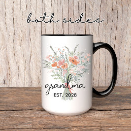 Personlig Blommigt Grandma Mugg, Mor Dag Gift Mugg