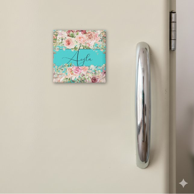 Personlig  Blommigt Gräns med Ro Magnet (Skapare uppladdad)