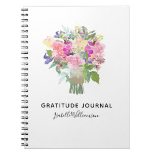 Personlig Blommigt Gratitude Journal Anteckningsbok Med Spiral