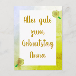 Personlig Blommigt Grattis på födelsedagen på tysk Vykort