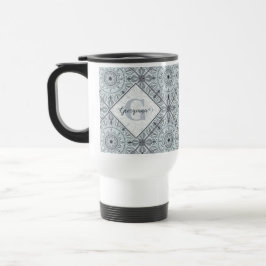 Personlig Blommigt Harmony Grått Mandala Resemugg