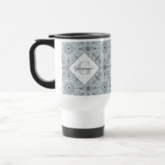 Personlig Blommigt Harmony Grått Mandala Resemugg