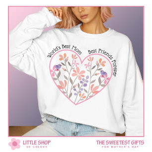 Personlig Blommigt Heart Mors dag T Shirt