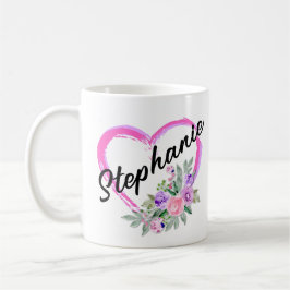 Personlig Blommigt Heart Mugg