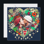 Personlig Blommigt Heart Ram Romantic Gift<br><div class="desc">Söt röd,  mörk blått och beige färgstarka blommor,  viskare folk konst stil blommigt hjärta. Lägg till en bild av dig och din partner i personaliseringsområdet. Söt romantisk julklapp,  Alla hjärtans dag eller en årsdag.</div>