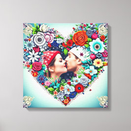 Personlig Blommigt Heart Ram Romantic Gift Canvastryck
