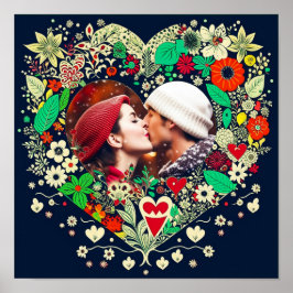 Personlig Blommigt Heart Ram Romantic Gift Poster