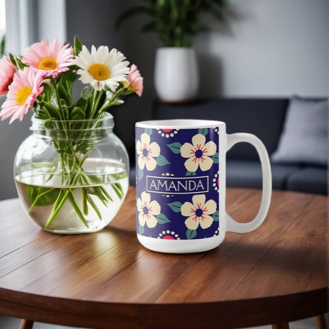 Personlig Blommigt Kaffe Mugg med Namn (Skapare uppladdad)