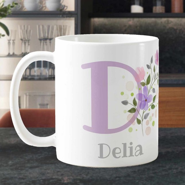 Personlig Blommigt Kaffe Mugg med Namn delia. (Skapare uppladdad)