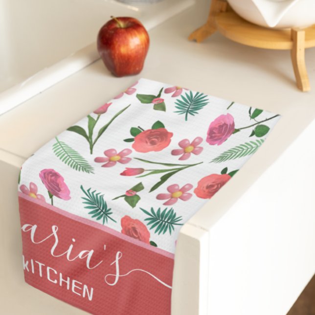 Personlig Blommigt Kitchen Towel - Anpassat namn Kökshandduk (Skapare uppladdad)