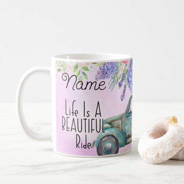 Personlig Blommigt Lastbil Design Coffee Mugg Kopp (Med munk)