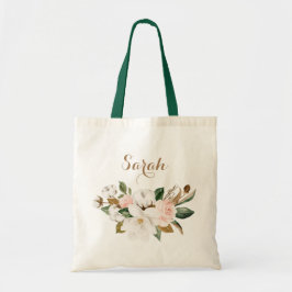 Personlig Blommigt Magnolia Greenery Tote Bag Tygkasse