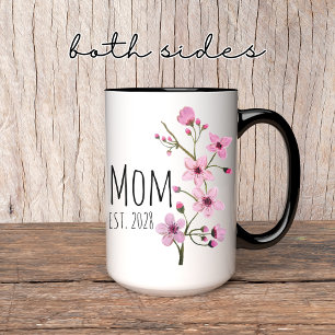 Personlig Blommigt Mamma Mugg, Blommigt New mamma  Mugg