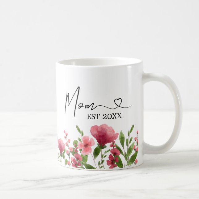 Personlig Blommigt Mamma Mugg - EST-årsgåva (Höger)