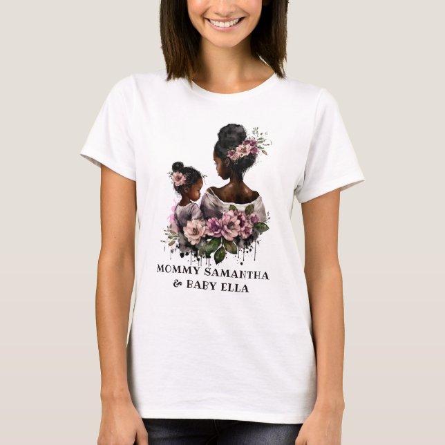 Personlig Blommigt Mamma och Baby (2) T Shirt (Framsida)