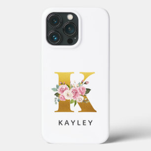 Personlig Blommigt Monogram Brev K Namn