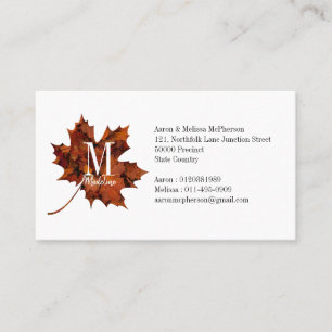 Personlig Blommigt Monogram Fall Maple Löv Visitkort