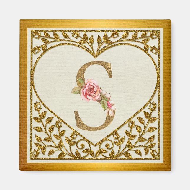 Personlig Blommigt Monogram, från A till Z Magnet (Framsidan)