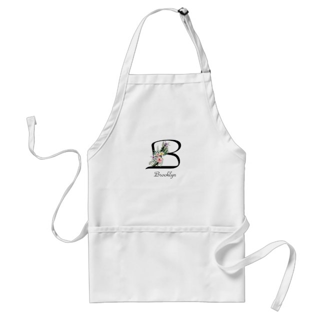 Personlig Blommigt Monogram Gift Retirees Apron Förkläde (Framsidan)