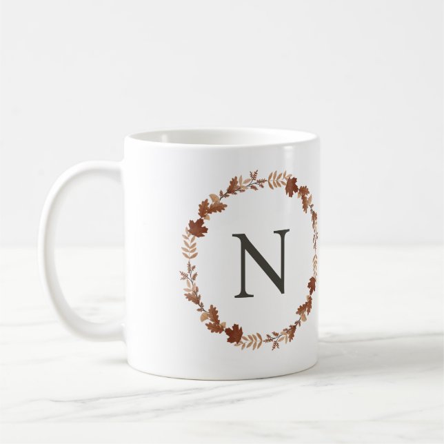 Personlig Blommigt Monogram kaffe Mugg (Vänster)
