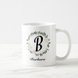 Personlig Blommigt Monogram med Namn Kaffemugg
