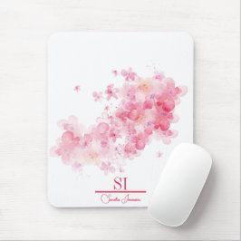 Personlig Blommigt Monogram Mousepad|Personlig Musmatta