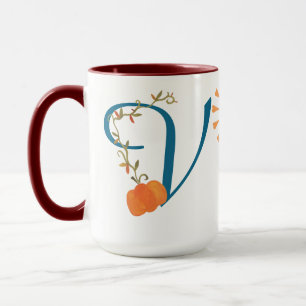 Personlig Blommigt Monogram Mugg