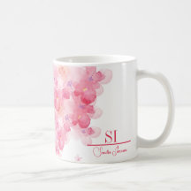 Personlig Blommigt Monogram Mugg | Anpassningsbar
