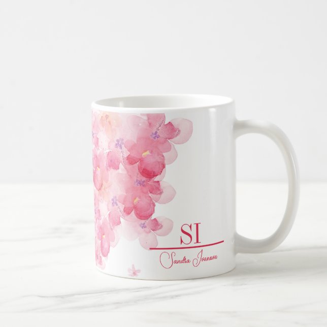 Personlig Blommigt Monogram Mugg | Anpassningsbar  (Höger)