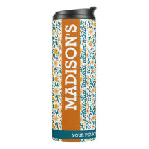 Personlig Blommigt Monogram & Namn Vatten Tumbler