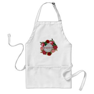 Personlig Blommigt Monogram Namn White Förkläde