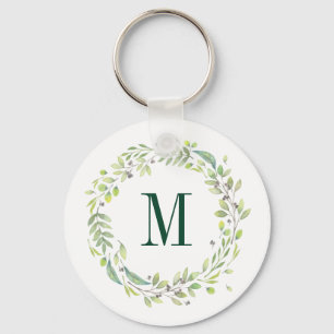 Personlig Blommigt Monogram sommarsemester Nyckelring