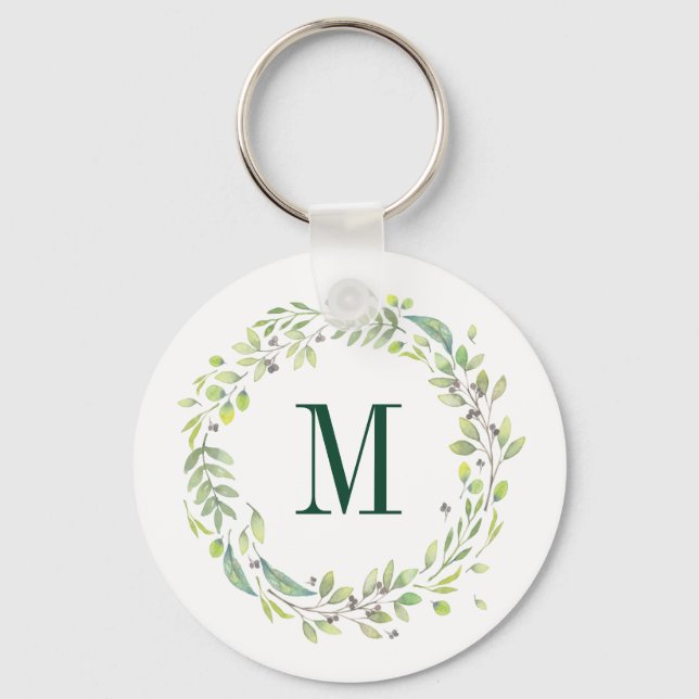 Personlig Blommigt Monogram sommarsemester Nyckelring (Framsida)
