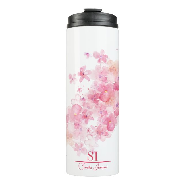 Personlig Blommigt Monogram Thermal Tumbler (Framsida)