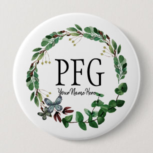 Personlig Blommigt Monogram Vår Foliage Knapp