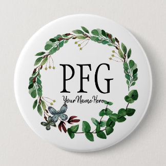 Personlig Blommigt Monogram Vår Foliage Knapp