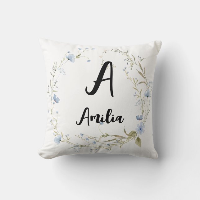 Personlig Blommigt Monogrammed Dekorativ kudde (Framsida)