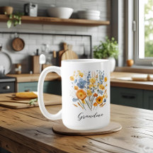 Personlig Blommigt Mugg för mormor med Kärlek