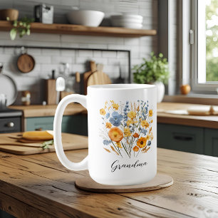 Personlig Blommigt Mugg för mormor med Kärlek