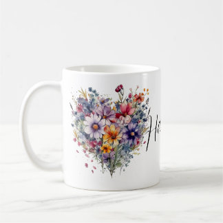 Personlig blommigt mugg med namn och blomning