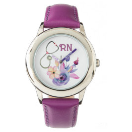 Personlig Blommigt Nurse Monogram Gift Armbandsur