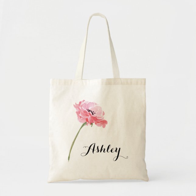 Personlig Blommigt Peony Tote Bag Tygkasse (Framsidan)