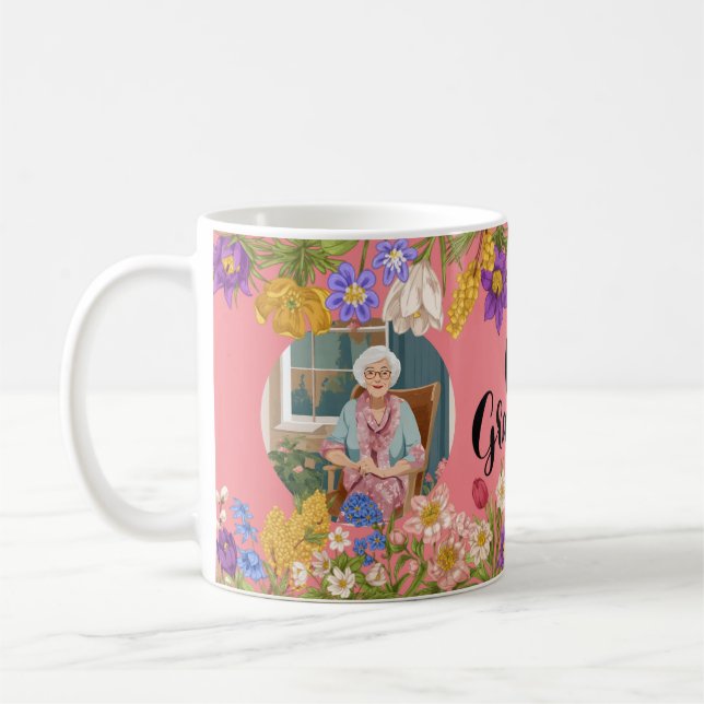 Personlig Blommigt Photo Collage Mugg Gift (Vänster)