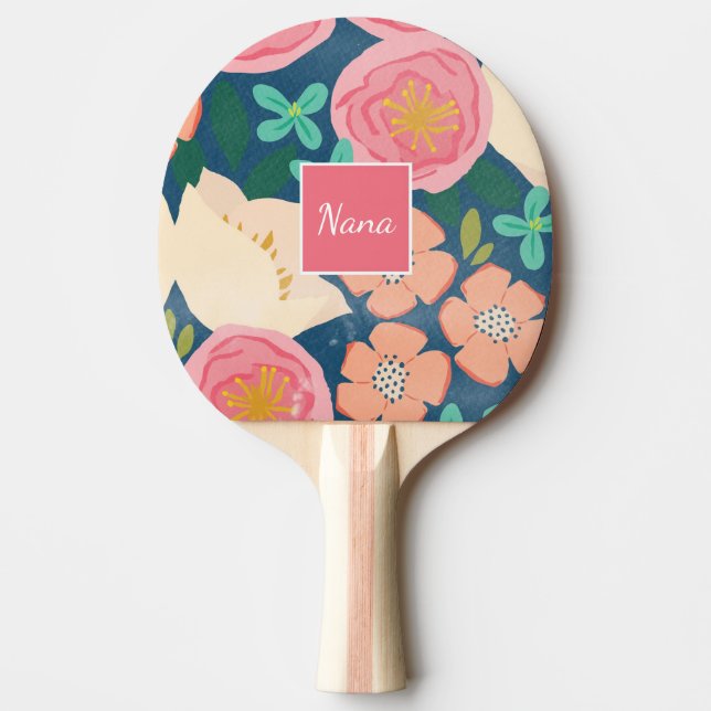 Personlig Blommigt Ping Pong Paddle Pingisracket (Framsidan)